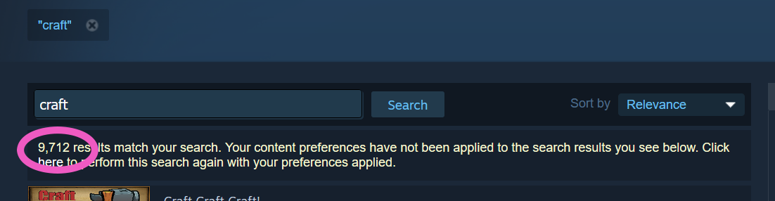 craft search on steam