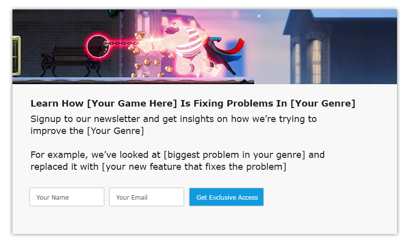 Formula 1 for email newsletter for a game