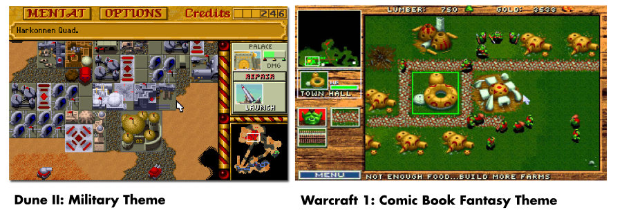 dune ii vs warcraft 1 theme and setting
