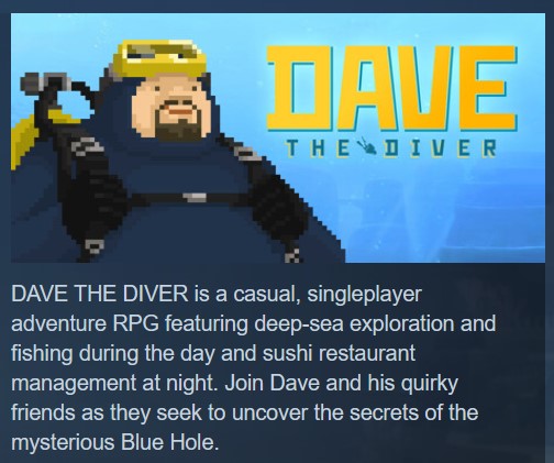 short description of the indie game dave the diver